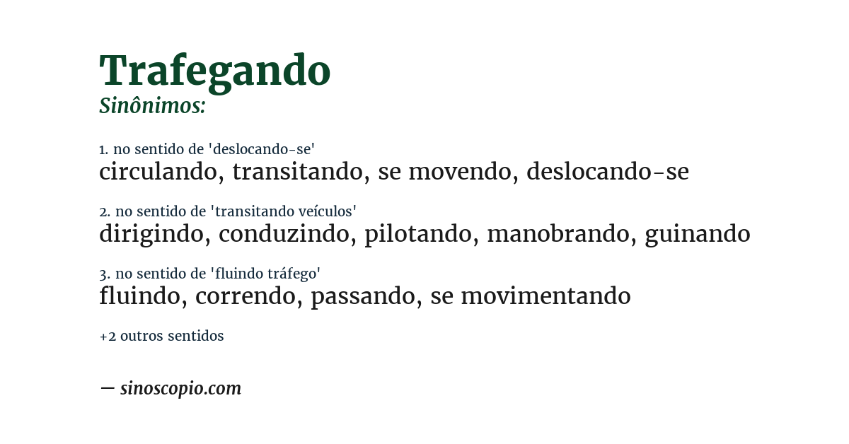 Sinônimo de trafegando