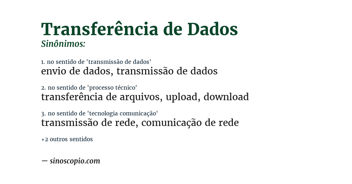 Sinônimo de transferência de dados