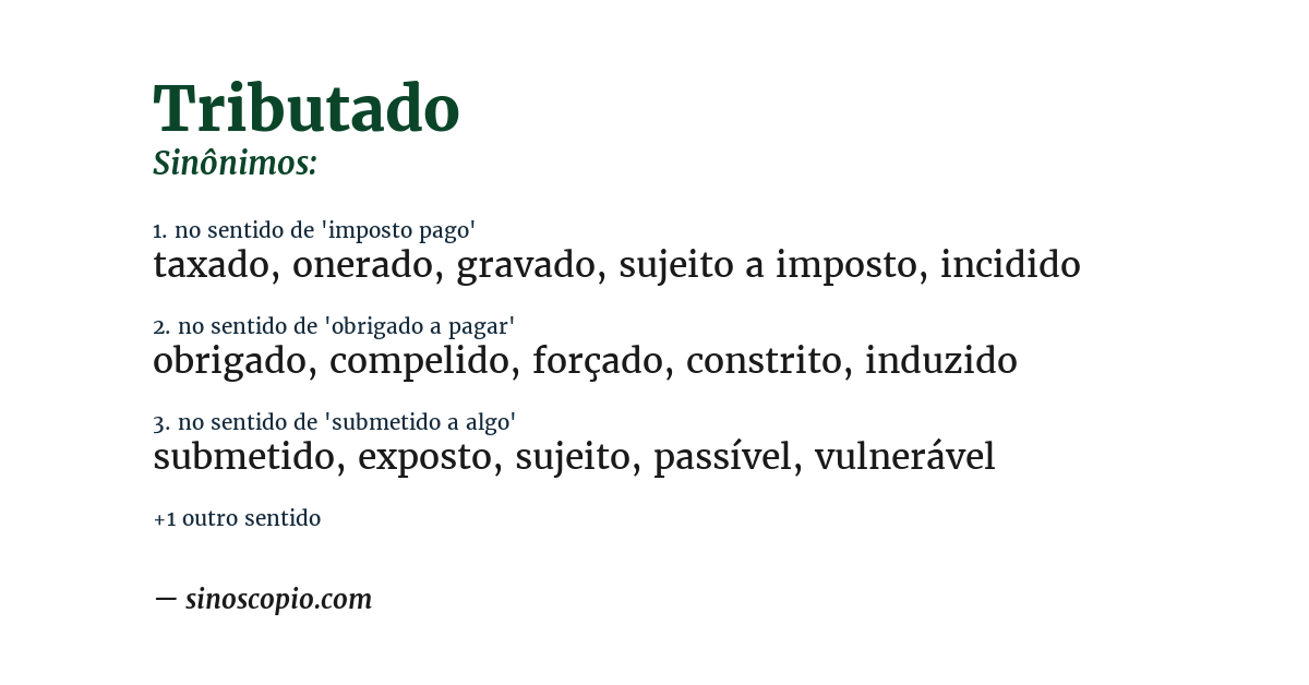 Sinônimo de tributado