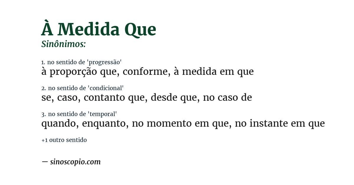 Sinônimo de à medida que