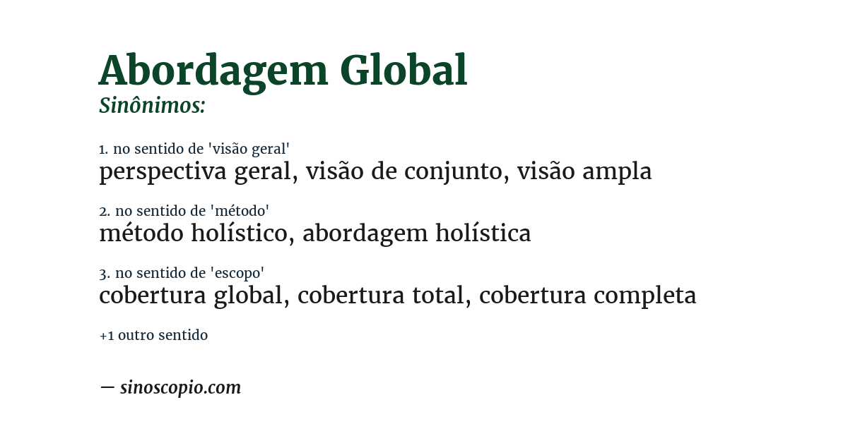 Sinônimo de abordagem global