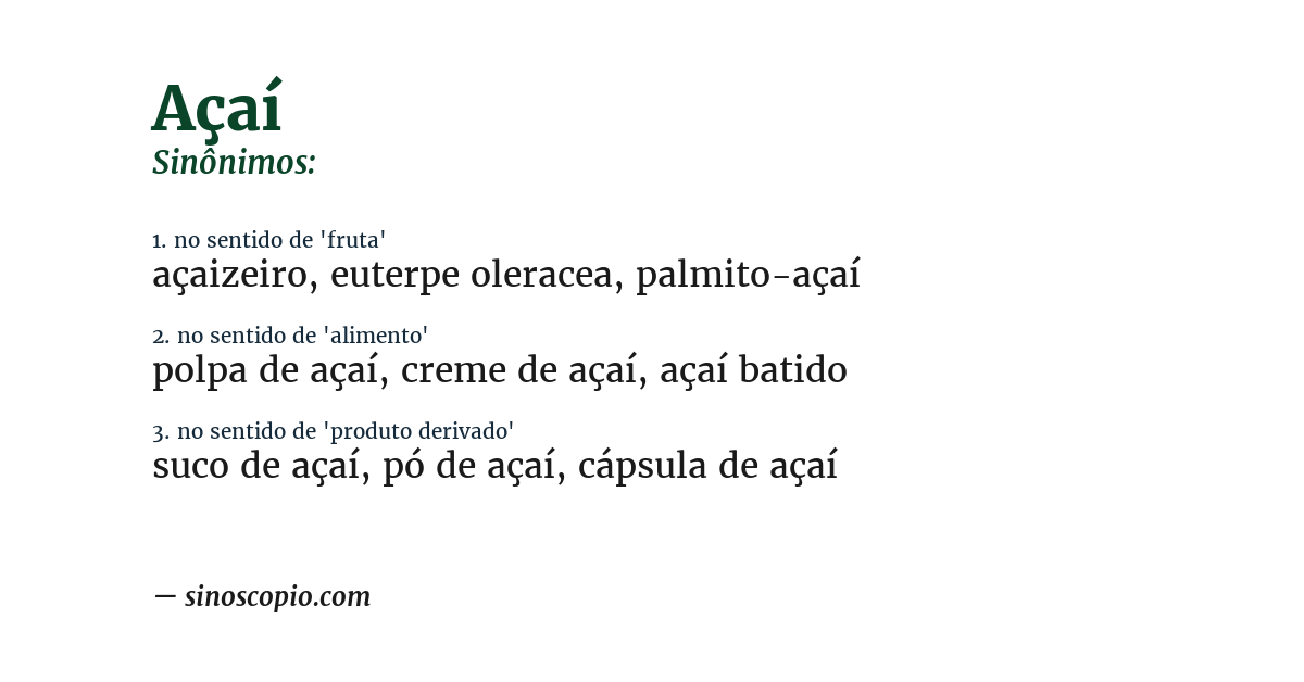Sinônimo de açaí