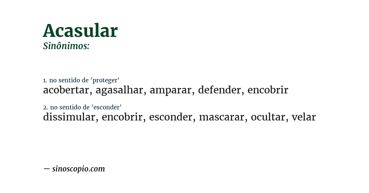 Sinônimo de acasular