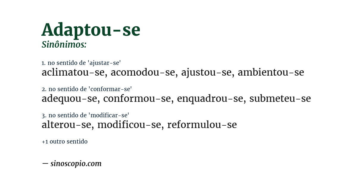 Sinônimo de adaptou-se