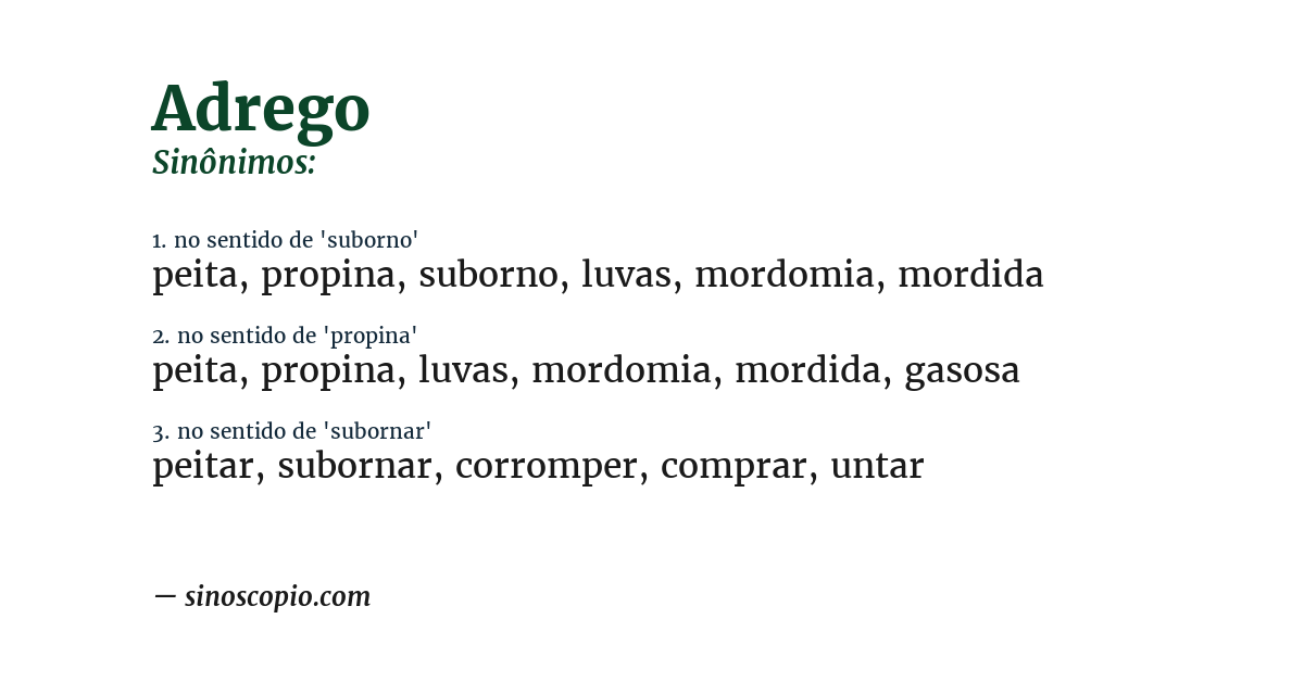 Sinônimo de adrego