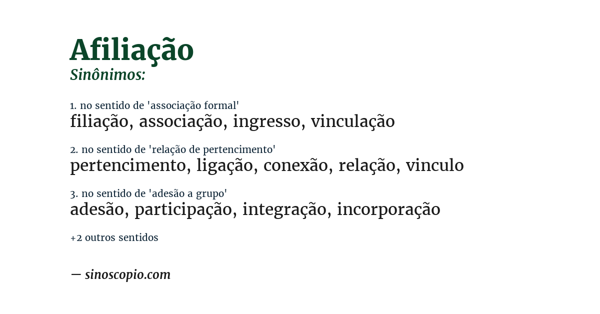 Sinônimo de afiliação