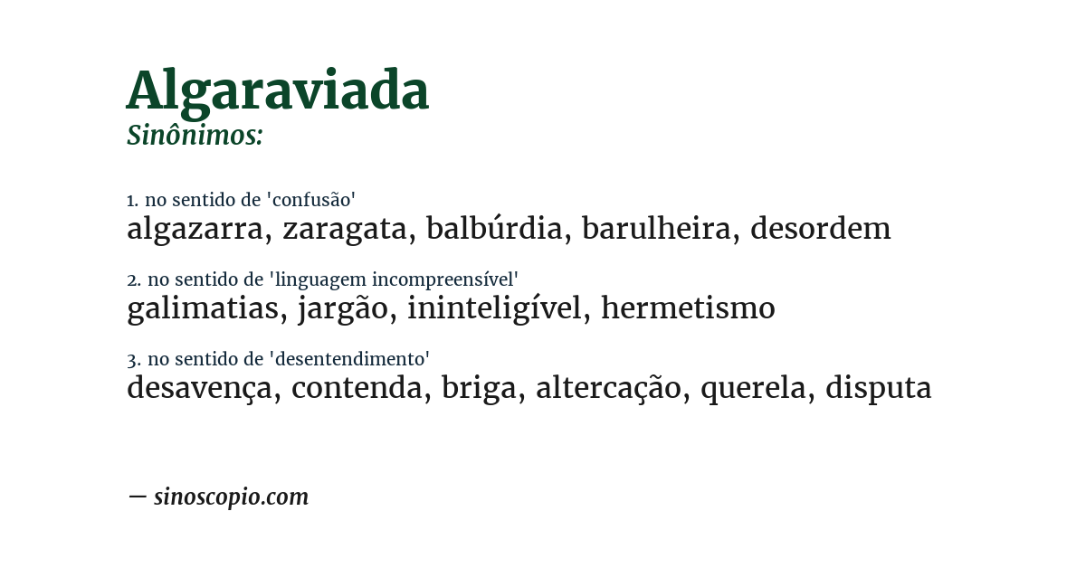 Sinônimo de algaraviada