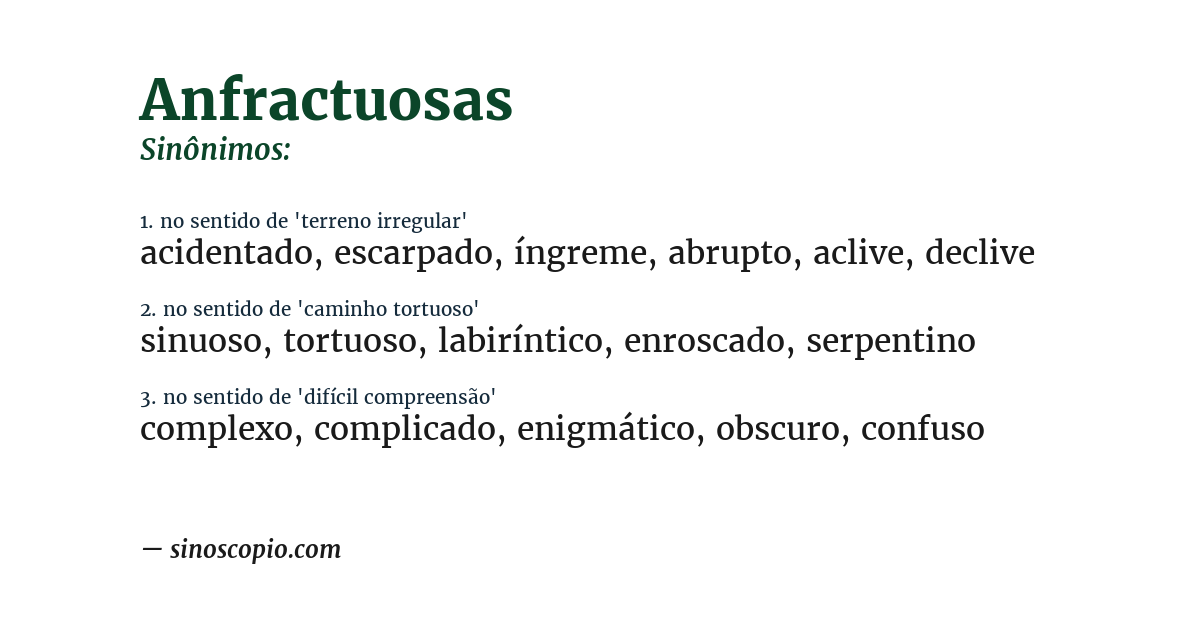 Sinônimo de anfractuosas