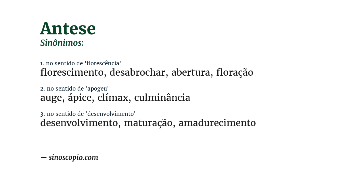 Sinônimo de antese