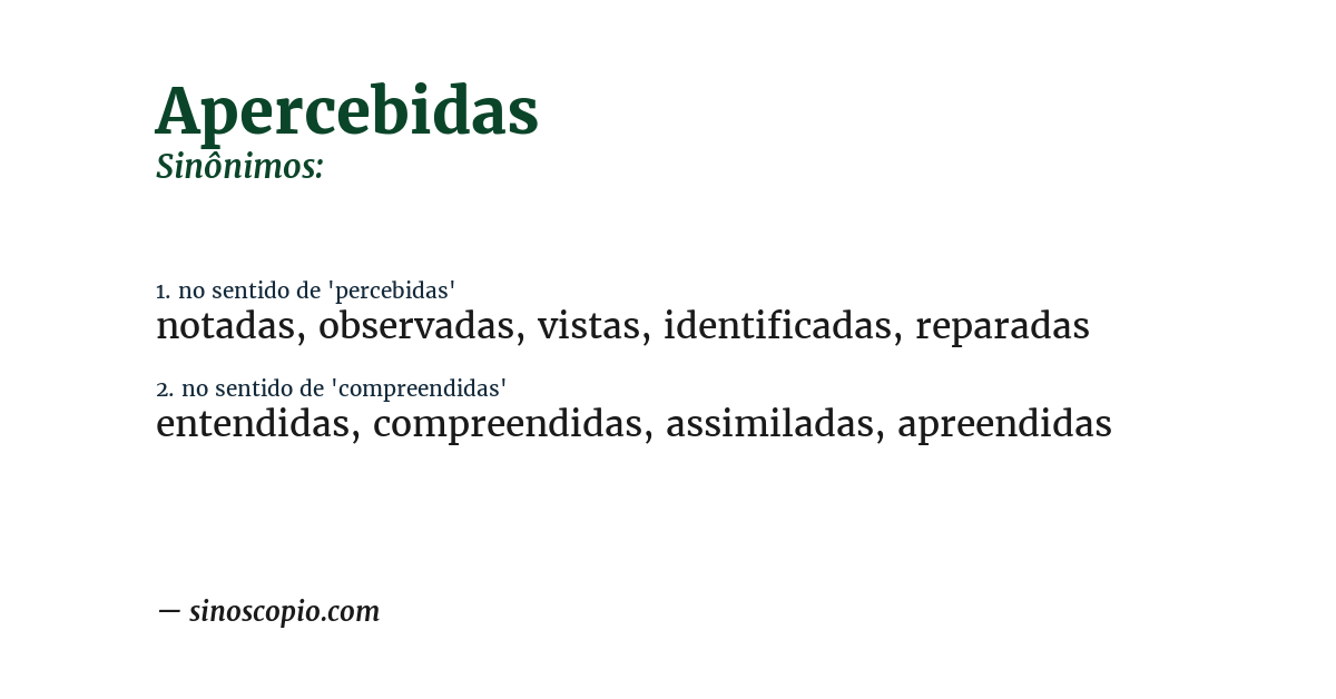 Sinônimo de apercebidas