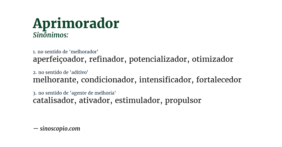 Sinônimo de aprimorador