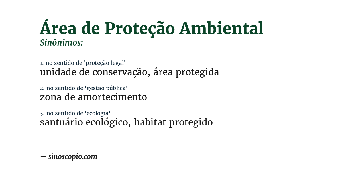 Sinônimo de área de proteção ambiental