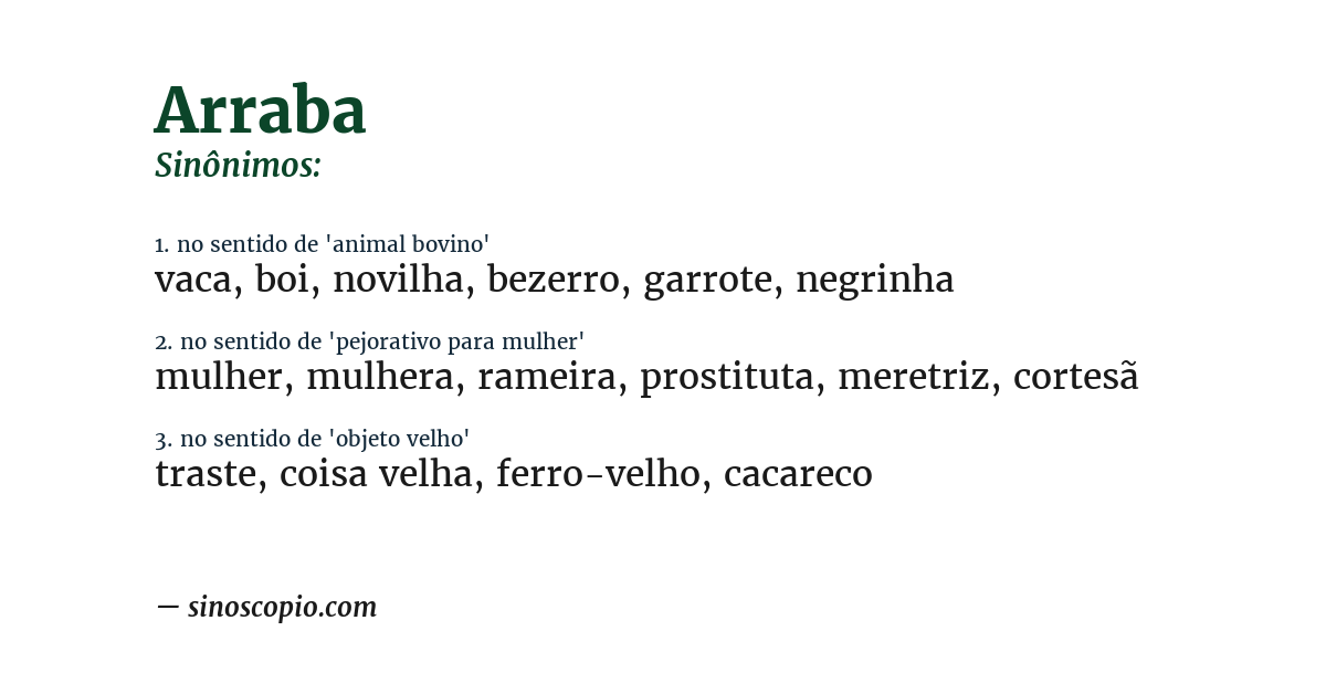 Sinônimo de arraba