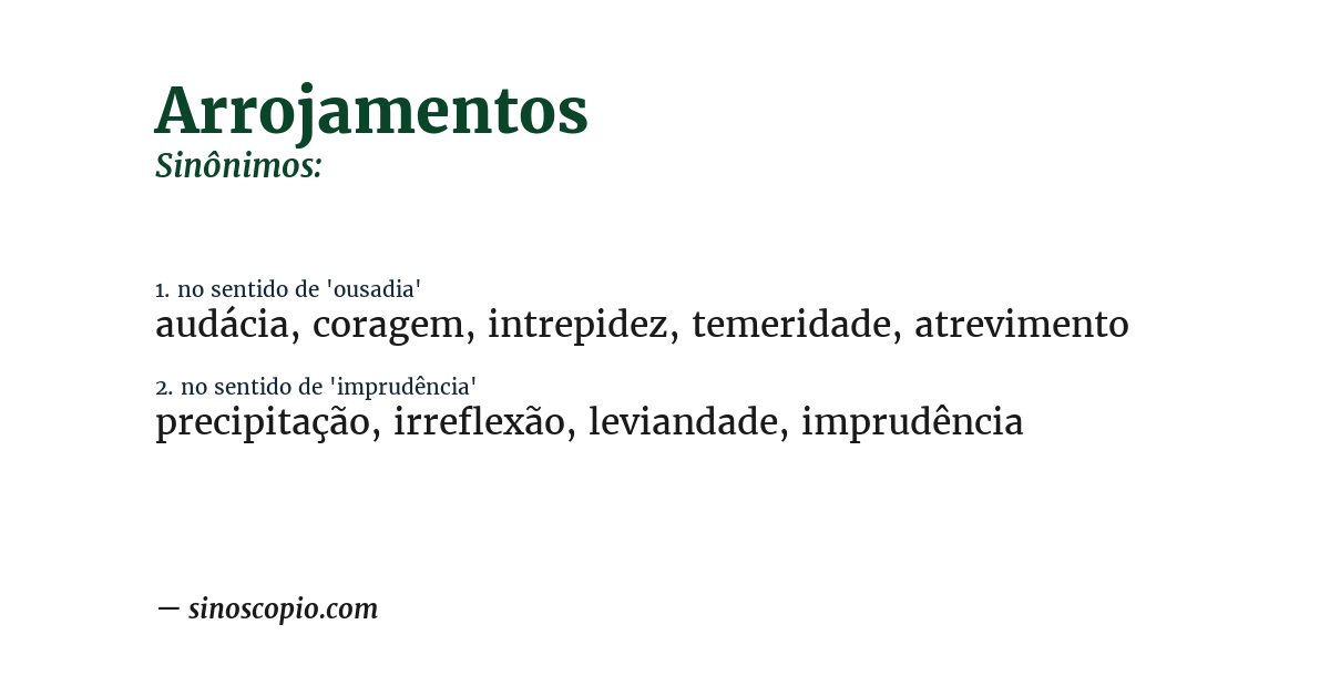Sinônimo de arrojamentos