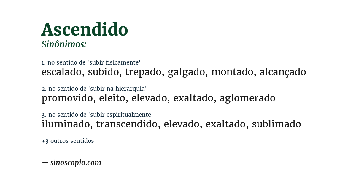 Sinônimo de ascendido