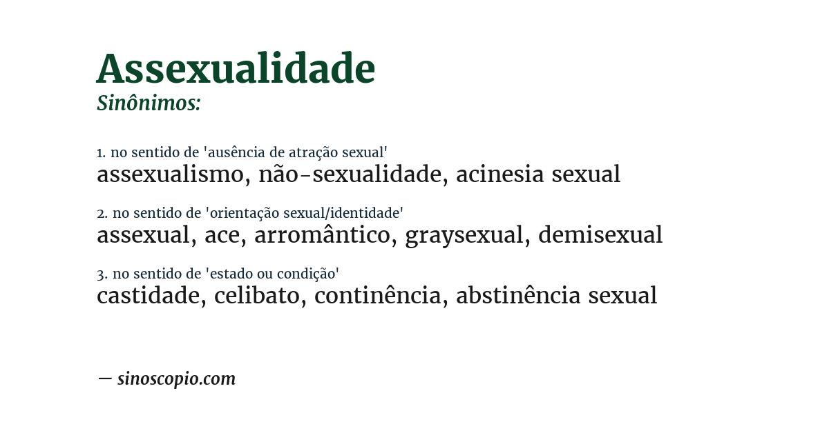 Sinônimo de assexualidade