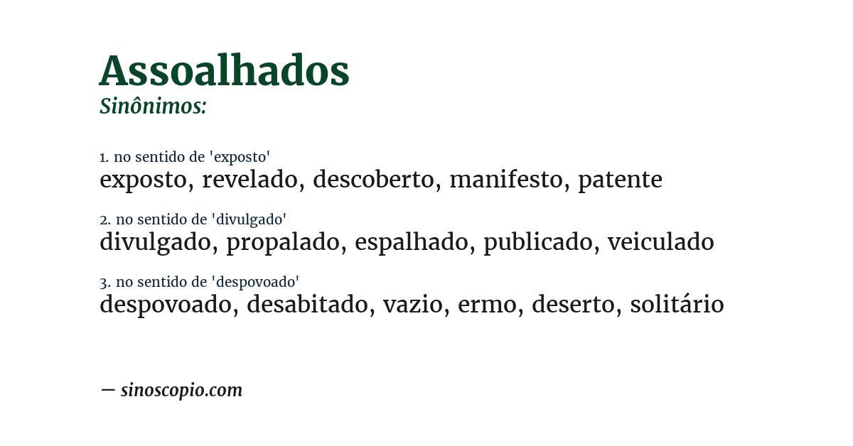 Sinônimo de assoalhados