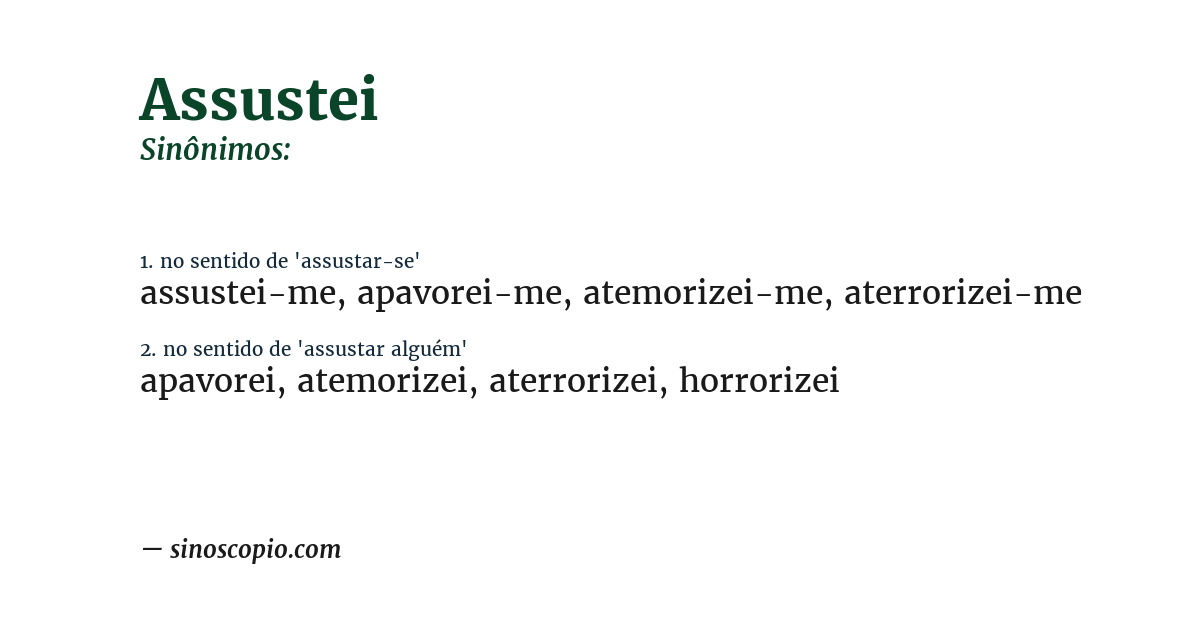 Sinônimo de assustei