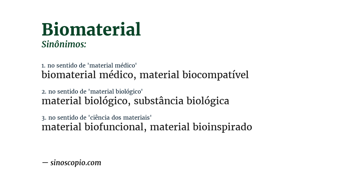 Sinônimo de biomaterial