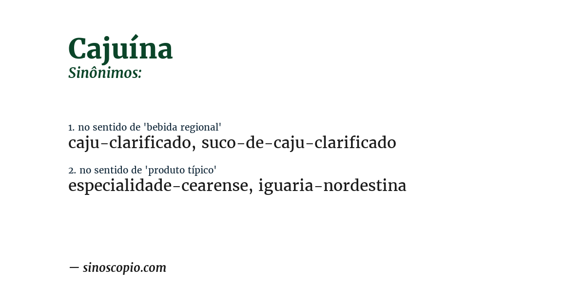Sinônimo de cajuína