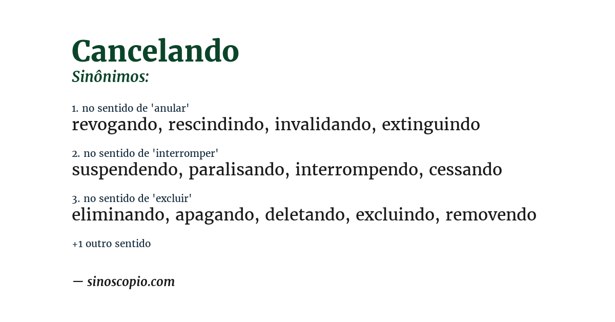 Sinônimo de cancelando