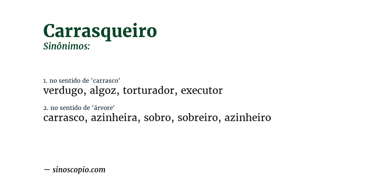 Sinônimo de carrasqueiro