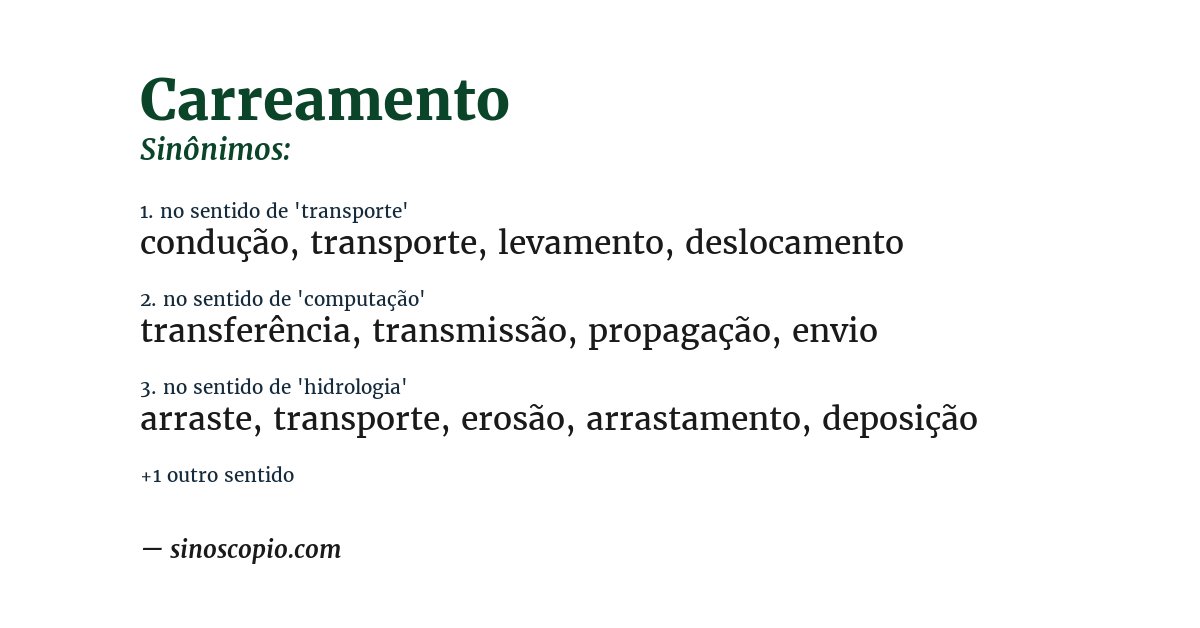 Sinônimo de carreamento