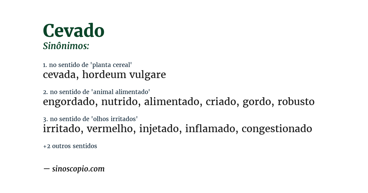 Sinônimo de cevado
