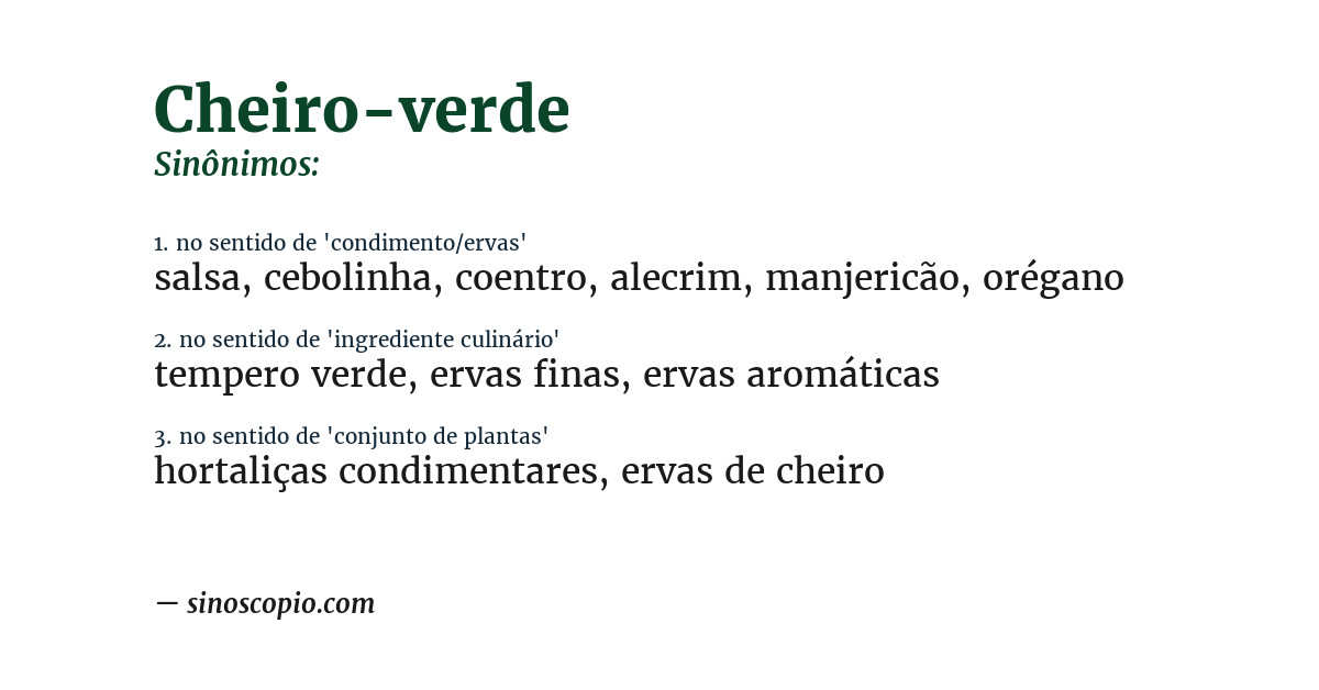 Sinônimo de cheiro-verde