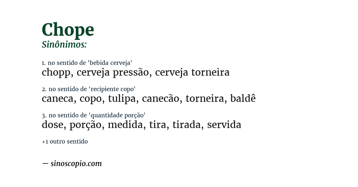 Sinônimo de chope