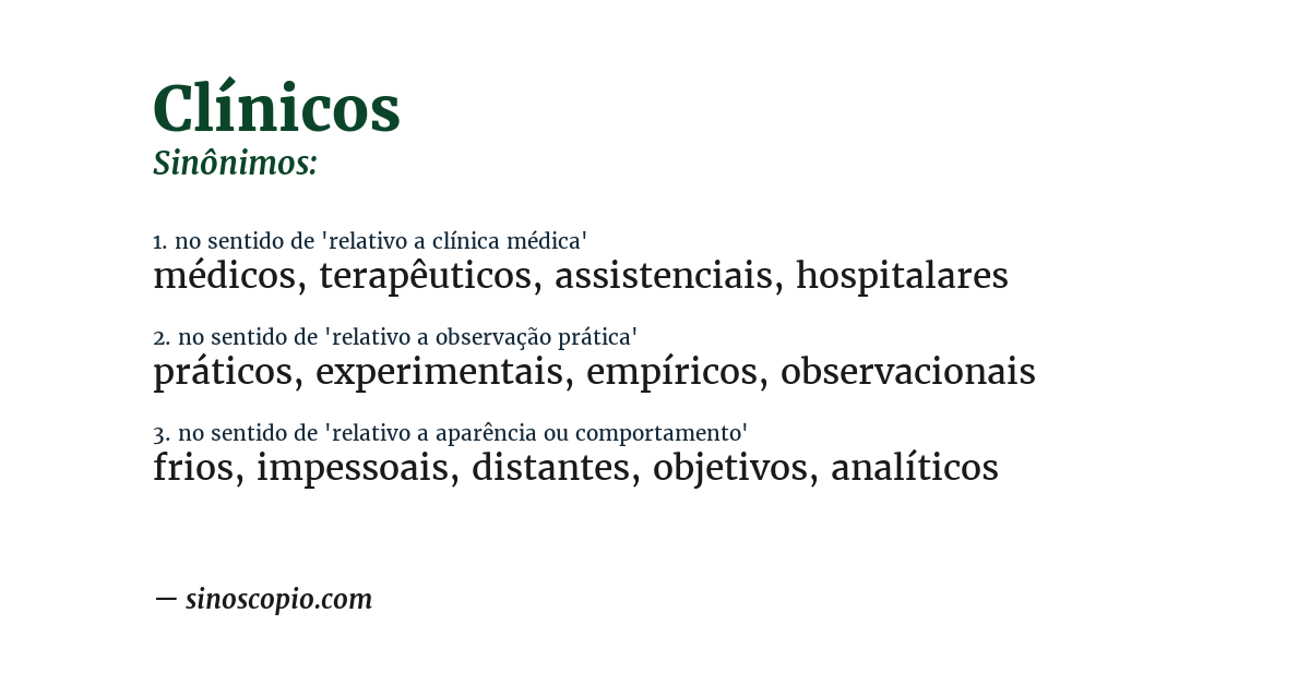Sinônimo de clínicos