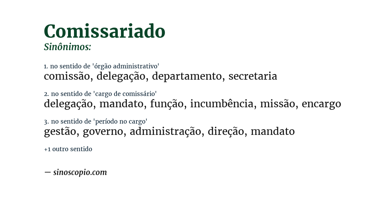 Sinônimo de comissariado