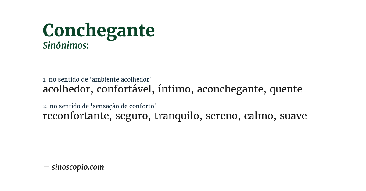 Sinônimo de conchegante