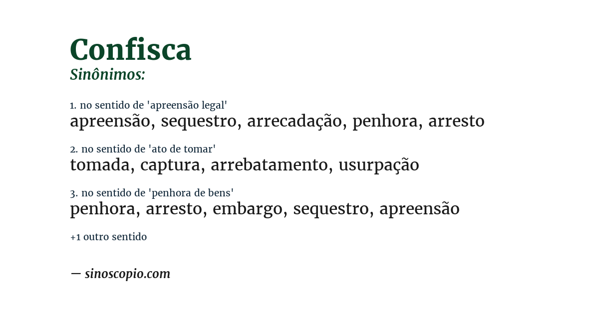 Sinônimo de confisca