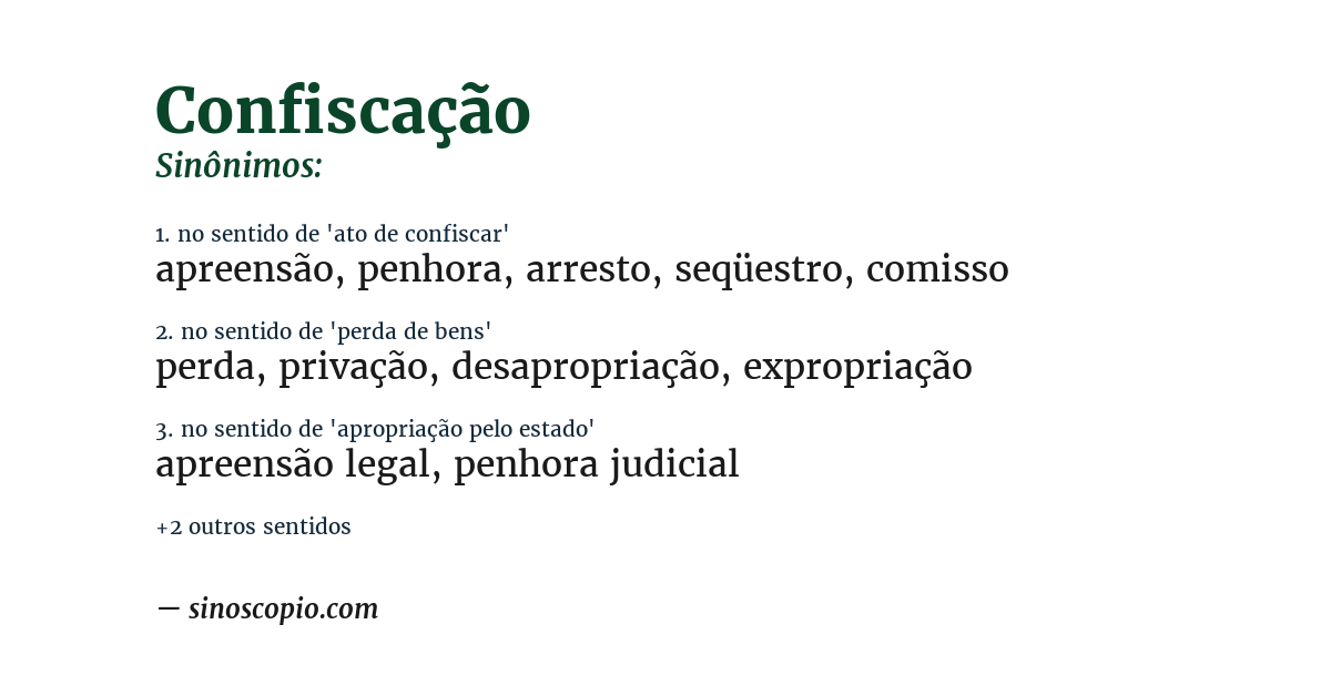 Sinônimo de confiscação