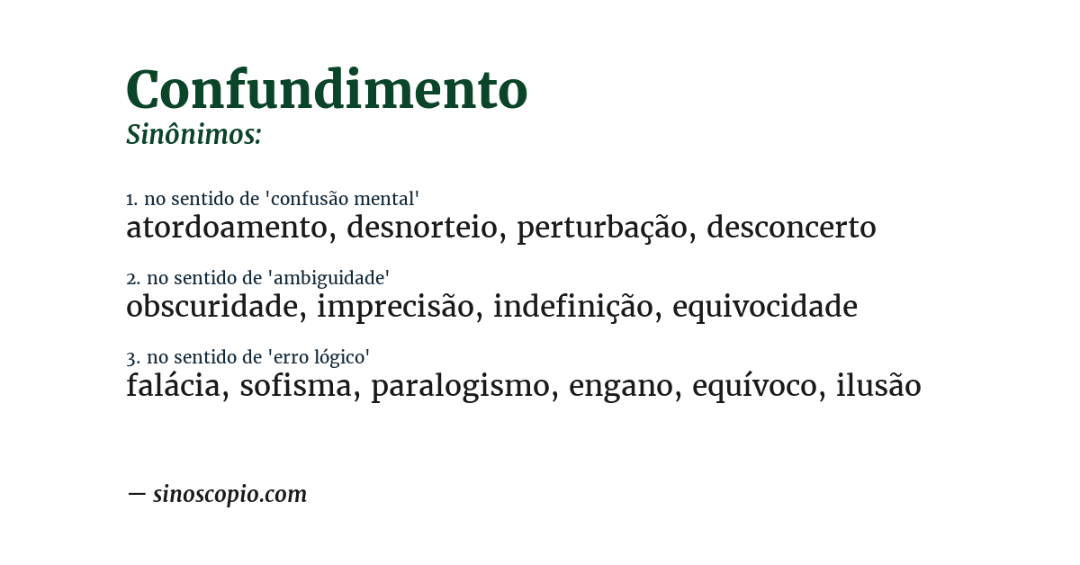 Sinônimo de confundimento