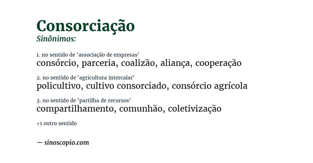 Sinônimo de consorciação