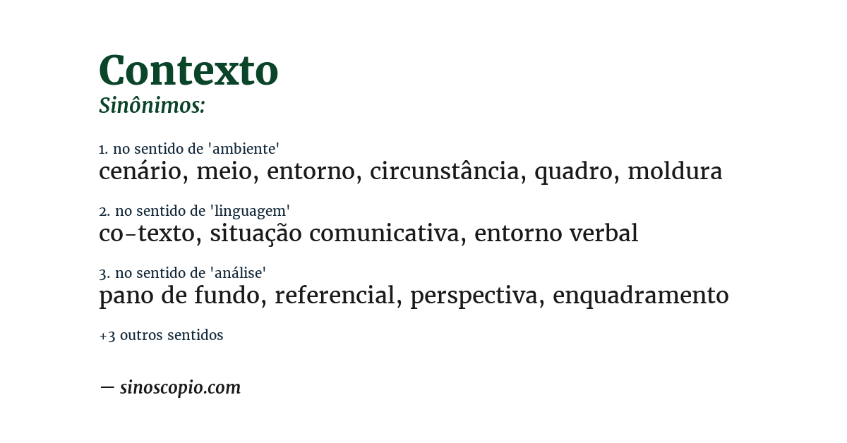 Sinônimo de contexto