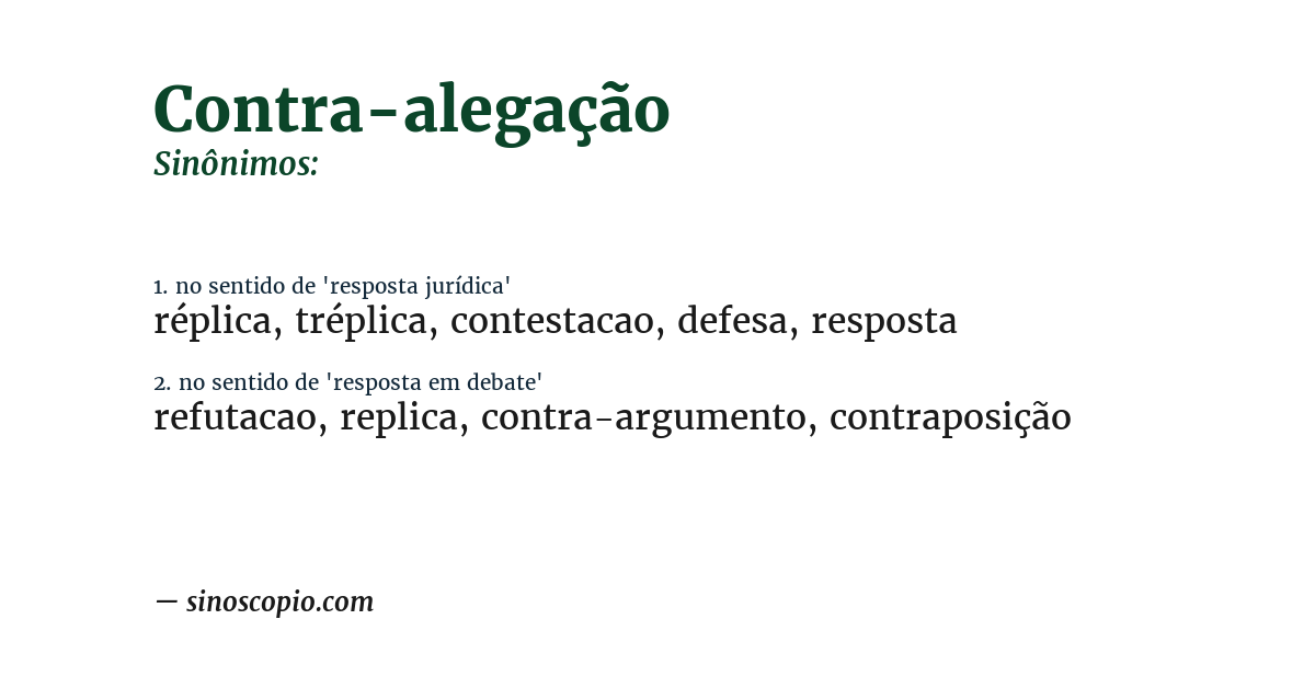 Sinônimo de contra-alegação