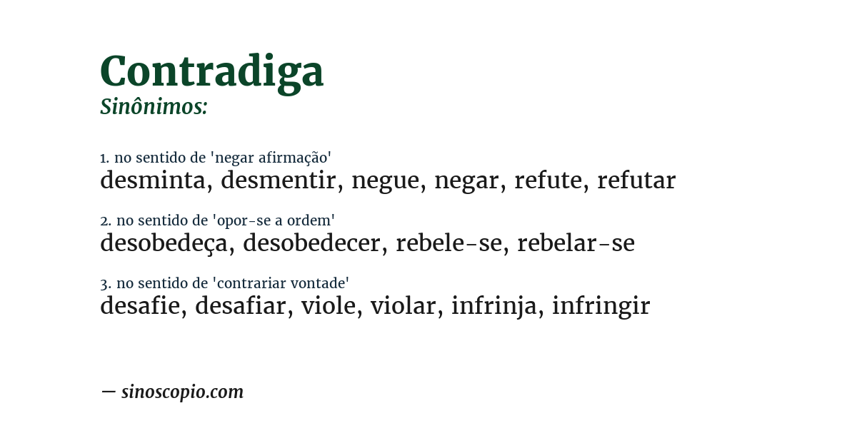 Sinônimo de contradiga