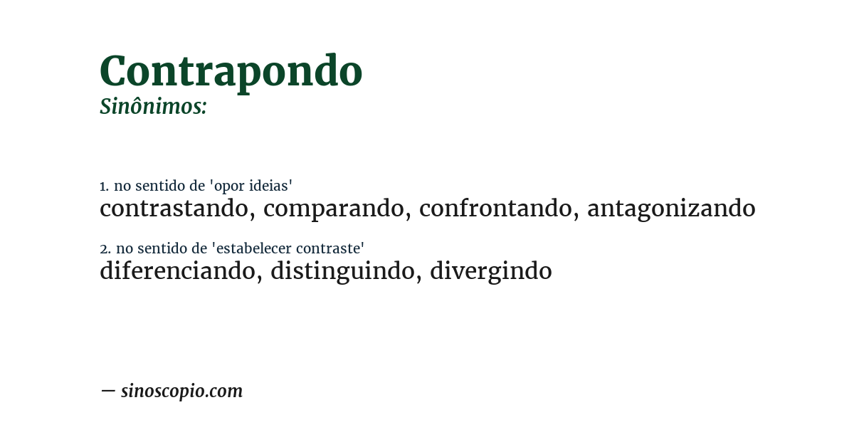 Sinônimo de contrapondo