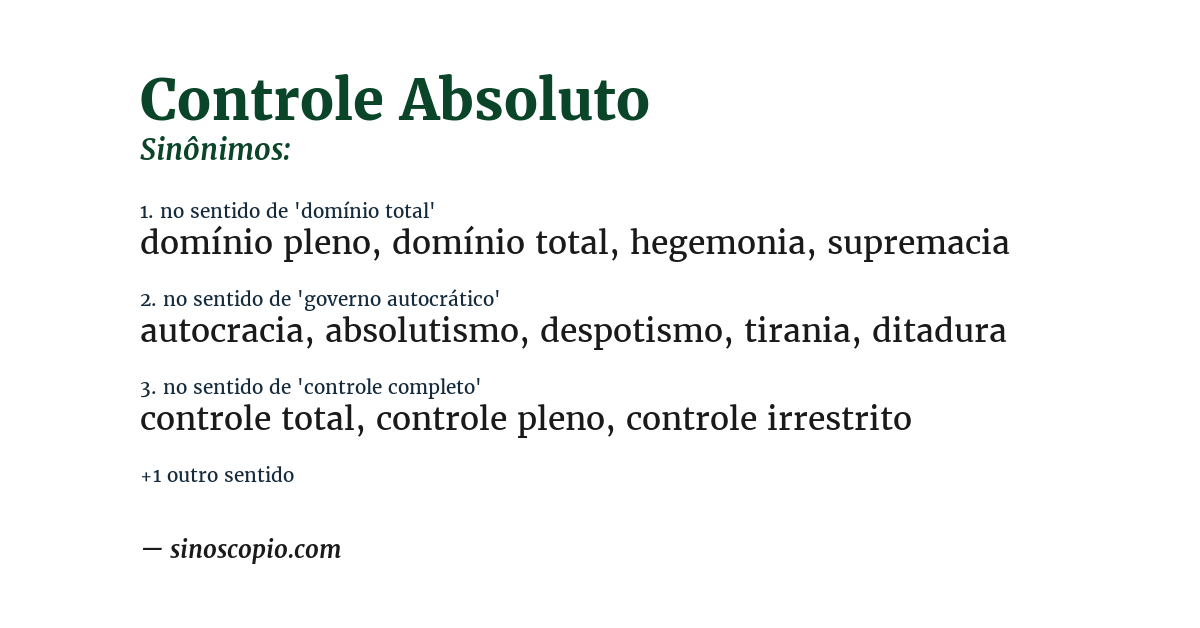 Sinônimo de controle absoluto