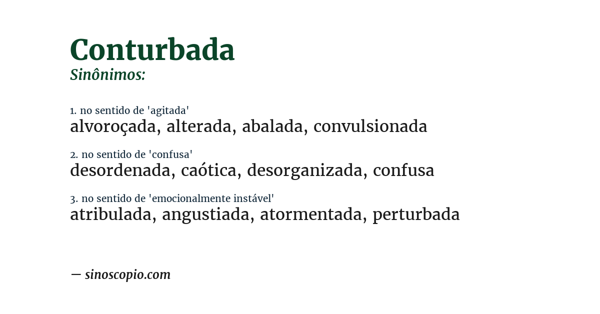 Sinônimo de conturbada