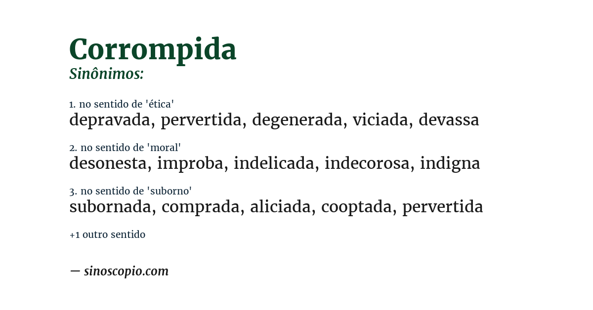 Sinônimo de corrompida