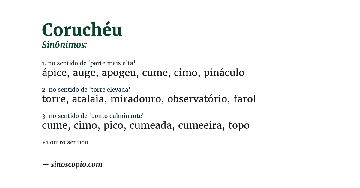Sinônimo de coruchéu