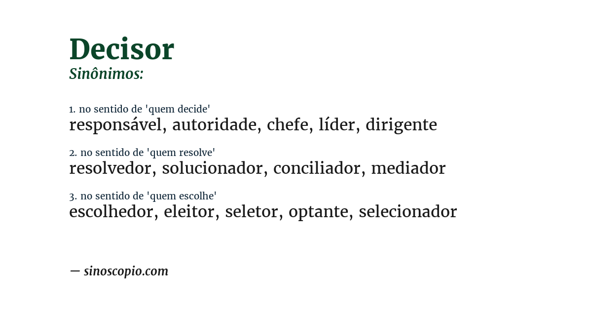 Sinônimo de decisor