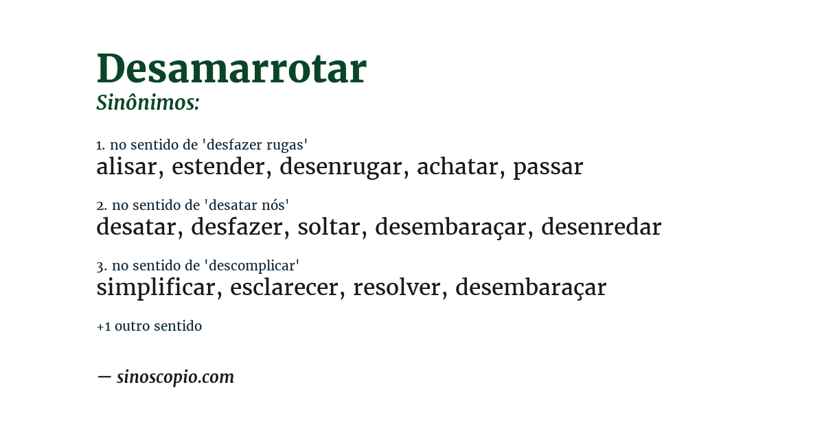 Sinônimo de desamarrotar