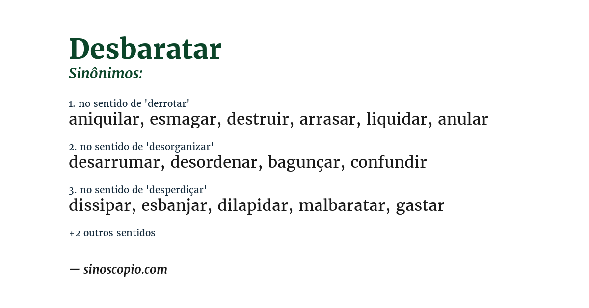 Sinônimo de desbaratar