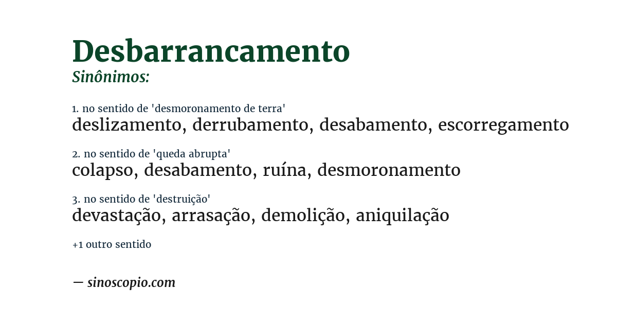 Sinônimo de desbarrancamento