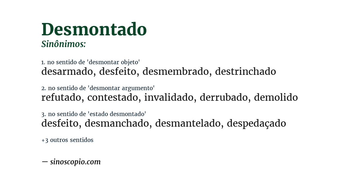 Sinônimo de desmontado